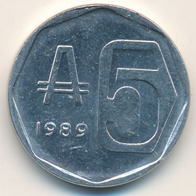 Аргентина, 5 аустралей (1989 г.)