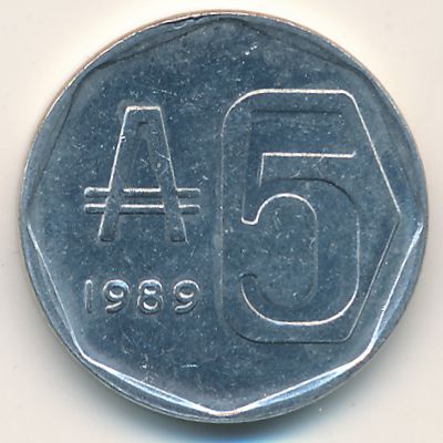 Аргентина, 5 аустралей (1989 г.)