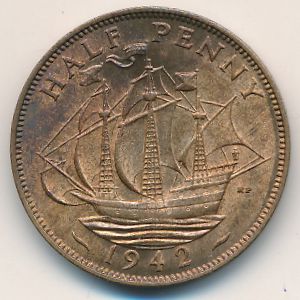 Great Britain, 1/2 penny, 1942