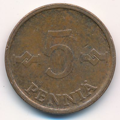 Finland, 5 pennia, 1973