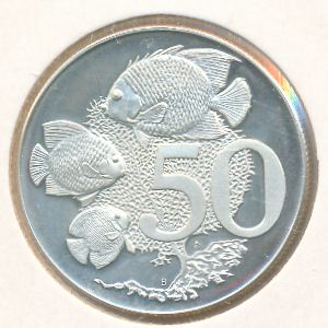 Cayman Islands, 50 cents, 1972–1982