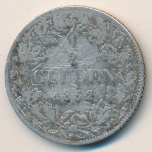 Wurttemberg, 1/2 gulden, 1838–1858