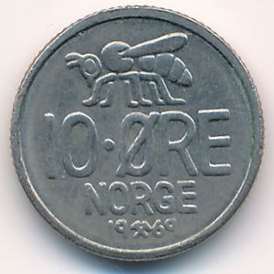 Норвегия, 10 эре (1969 г.)