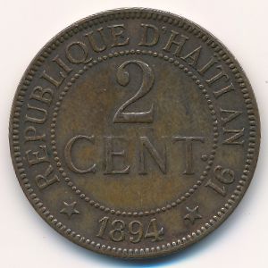 Haiti, 2 centimes, 1886–1894