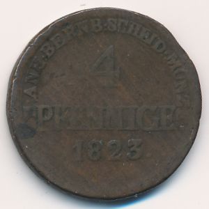 Anhalt-Bernburg, 4 pfennig, 1822–1823