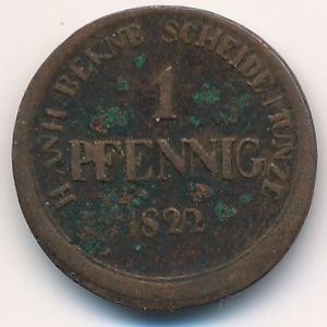 Anhalt-Bernburg, 1 pfennig, 1822–1827