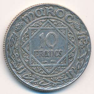 Morocco, 10 francs, 1928