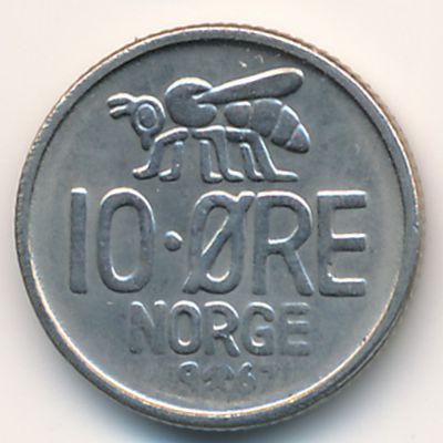 Норвегия, 10 эре (1967 г.)