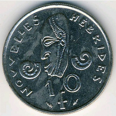 New Hebrides, 10 francs, 1973–1979