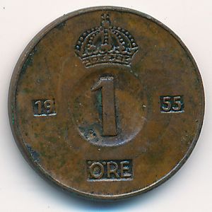 Sweden, 1 ore, 1955