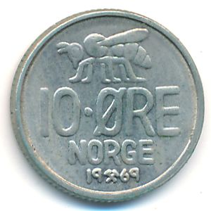 Норвегия, 10 эре (1969 г.)