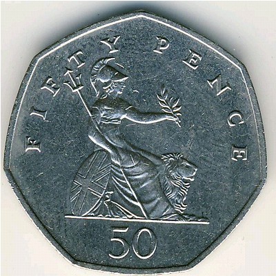 Великобритания, 50 пенсов (1998–2008 г.)