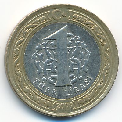 Turkey, 1 lira, 2009