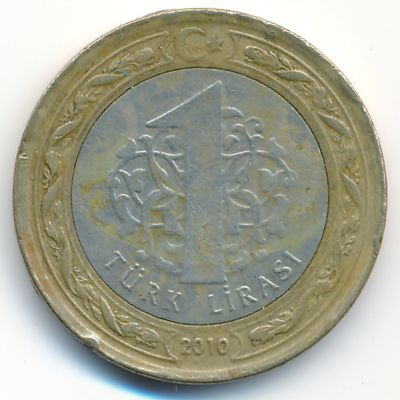 Turkey, 1 lira, 2010