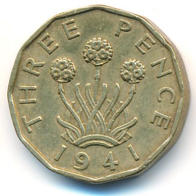 Great Britain, 3 pence, 1941