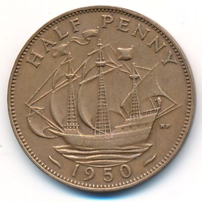 Great Britain, 1/2 penny, 1949–1952