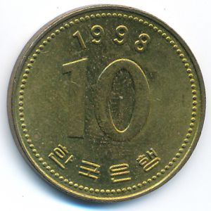 South Korea, 10 won, 1998