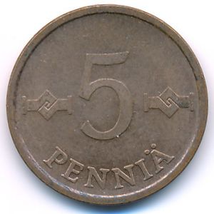 Finland, 5 pennia, 1969