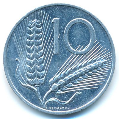 Italy, 10 lire, 1971