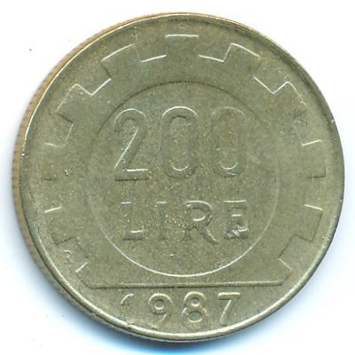 Италия, 200 лир (1987 г.)