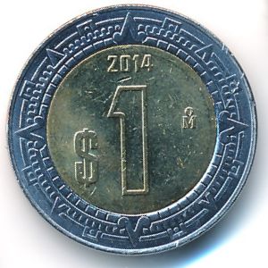 Mexico, 1 peso, 2014