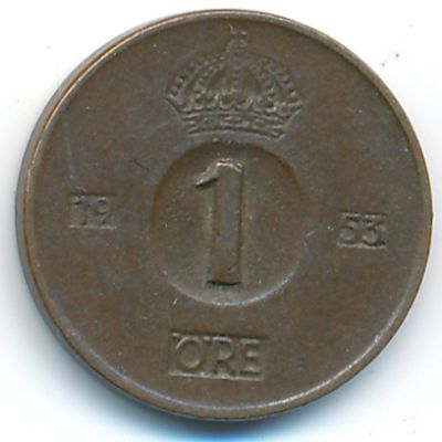 Sweden, 1 ore, 1953