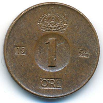 Sweden, 1 ore, 1954