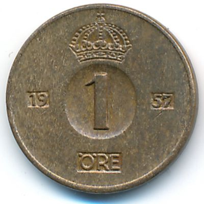 Sweden, 1 ore, 1957