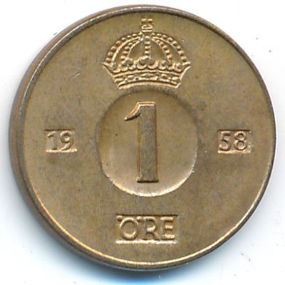 Sweden, 1 ore, 1958