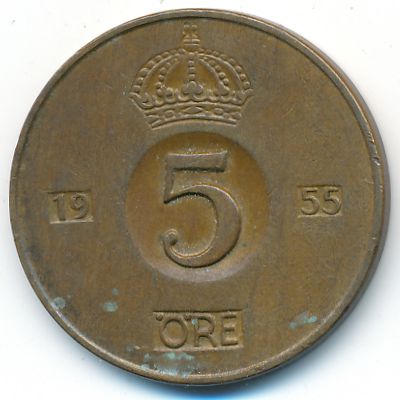 Sweden, 5 ore, 1955