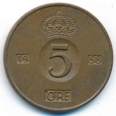 Sweden, 5 ore, 1958