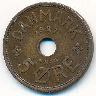 Denmark, 5 ore, 1927