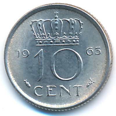 Netherlands, 10 cents, 1963