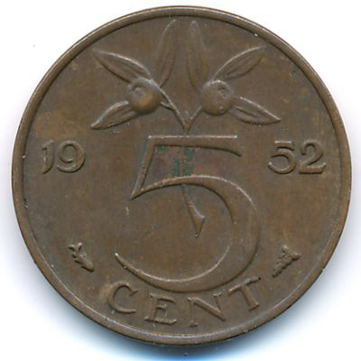 Нидерланды, 5 центов (1952 г.)