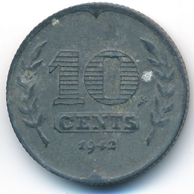 Netherlands, 10 cents, 1942