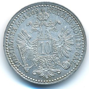 Austria, 10 kreuzer, 1868–1872
