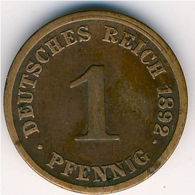 Germany, 1 pfennig, 1890–1916