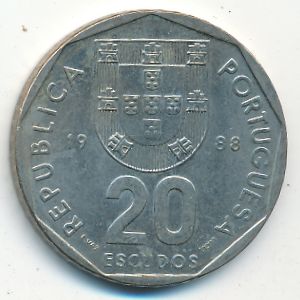 Portugal, 20 escudos, 1988