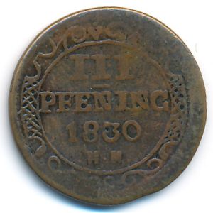 Wismar, 3 pfennig, 1829–1830