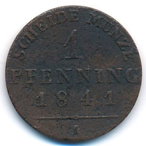 Пруссия, 1 пфеннинг (1841–1842 г.)