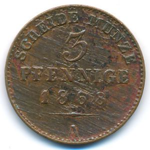 Reuss-Schleiz, 3 pfennig, 1868
