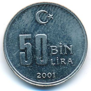 Turkey, 50000 lira, 2001