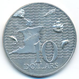Trinidad & Tobago, 10 dollars, 1972