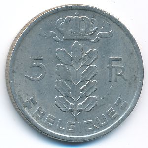 Belgium, 5 francs, 1972