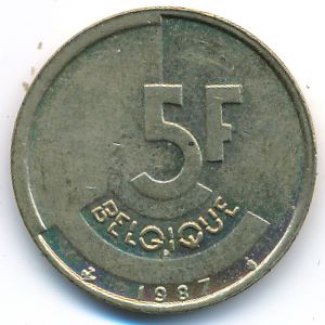 Belgium, 5 francs, 1987