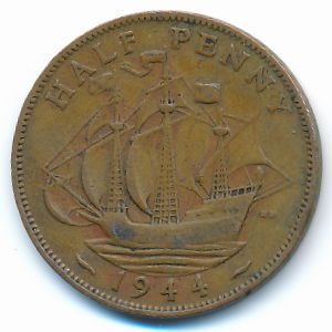 Great Britain, 1/2 penny, 1944