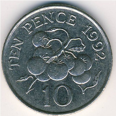 Guernsey, 10 pence, 1992–1997