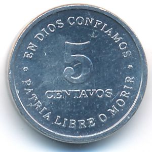 Nicaragua, 5 centavos, 1987