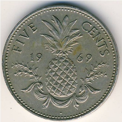 Bahamas, 5 cents, 1966–1970