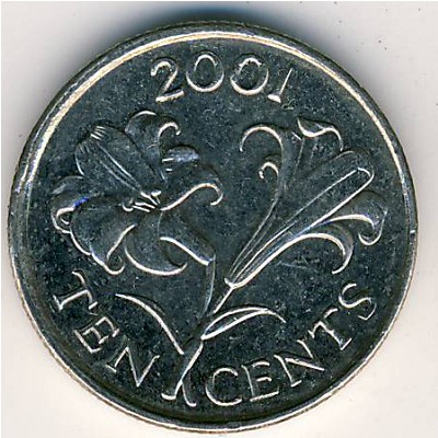 Бермудские острова, 10 центов (1999–2009 г.)